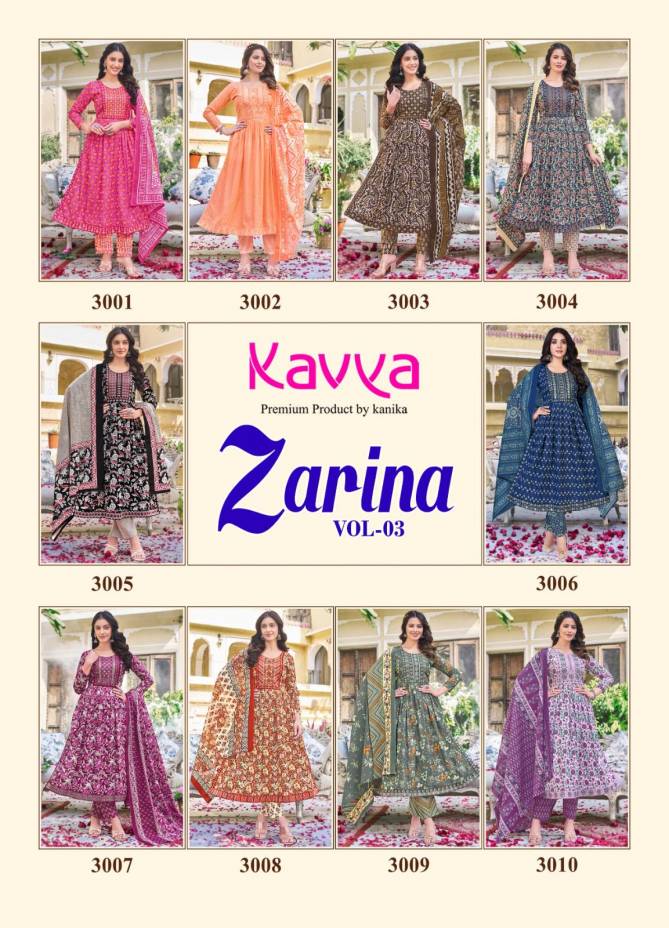 Zarina Vol 3 By Kavya Naira Cut Cotton Kurti With Bottom Dupatta Wholesale Market In Surat
